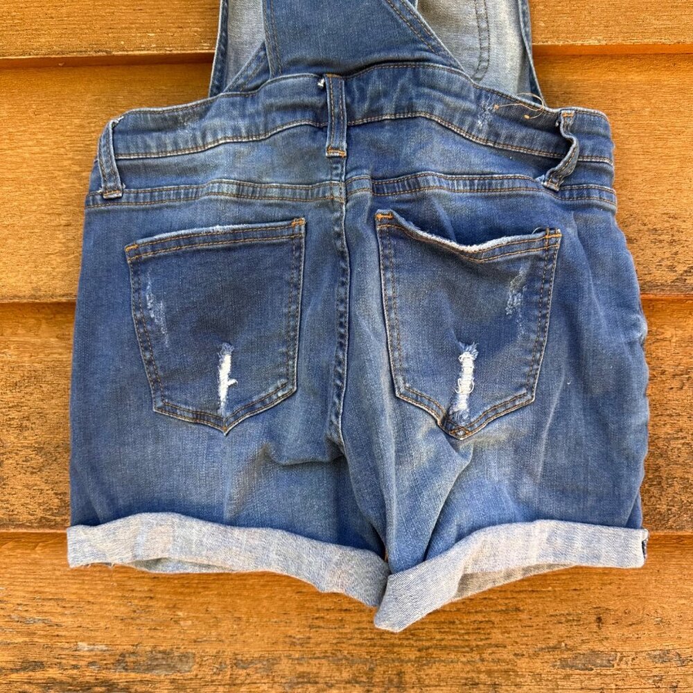 I & M Jeans Denim Overalls Shorts Cuffed Jean Shorts Size L - Picture 7 of 10